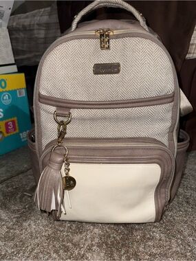 Itzy Ritzy Boss Plus Large Diaper Bag Backpack - Vanilla Latte